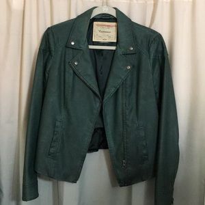 Green/teal leather jacket